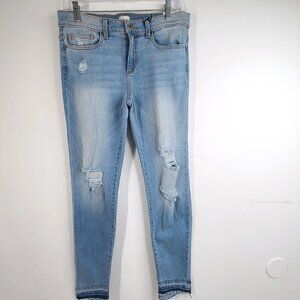 NWT Sneakpeek Distressed Midrise Raw Hem Skinny Jeans